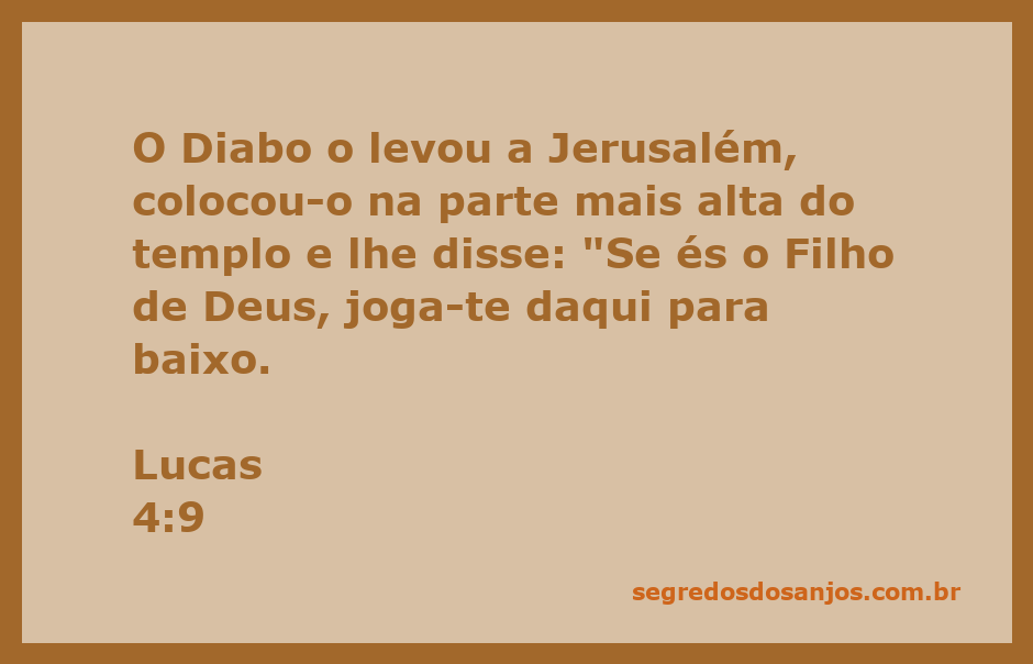 Representação da tentação de Jesus no templo, com o Diabo o desafiando a se jogar.