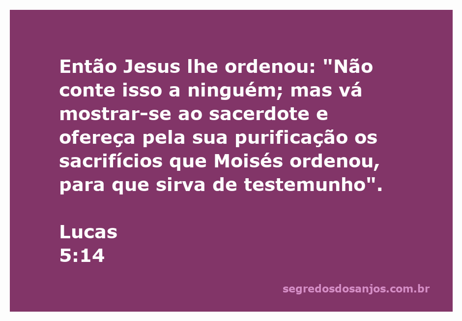 Jesus orienta um homem curado a se apresentar ao sacerdote em Lucas 5:14
