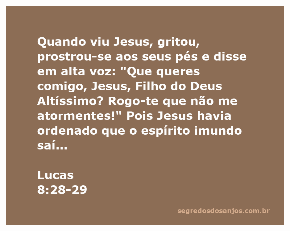 Imagem de Jesus encontrando um homem possuído, que se prostra aos seus pés em busca de ajuda.