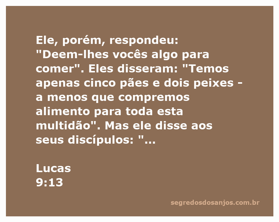 Jesus instruindo seus discípulos a alimentar a multidão com cinco pães e dois peixes.