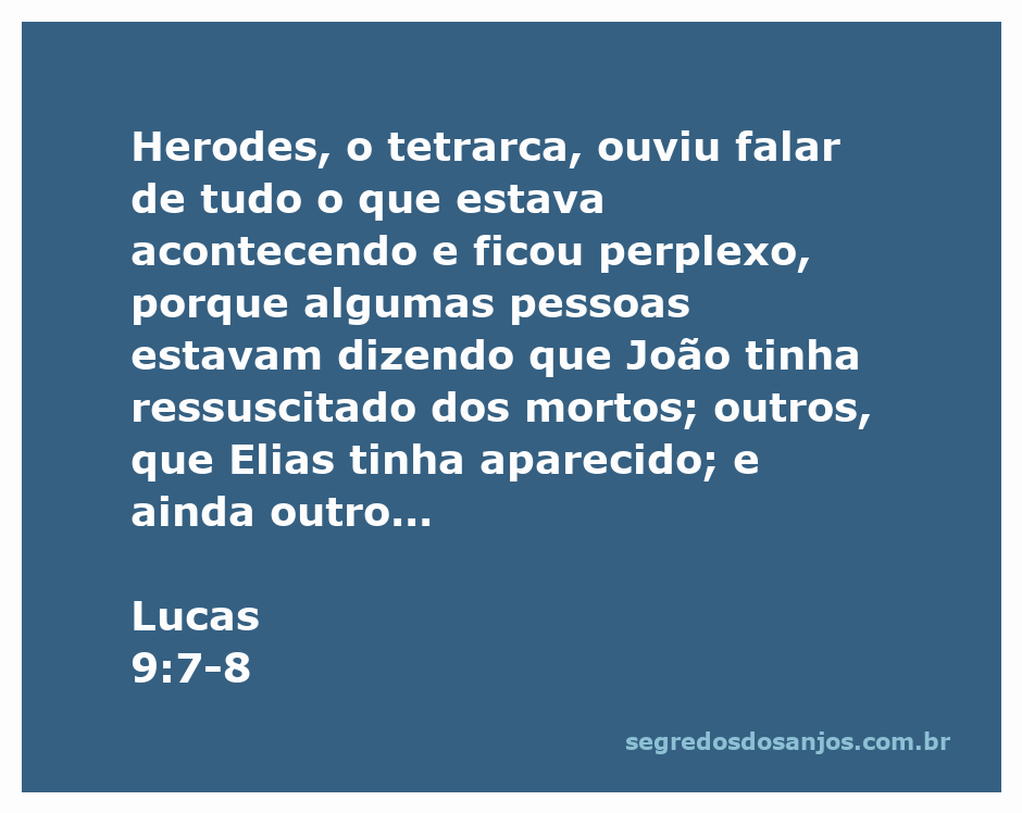 Herodes, o tetrarca, confuso com as notícias sobre João Batista e os profetas ressuscitados.