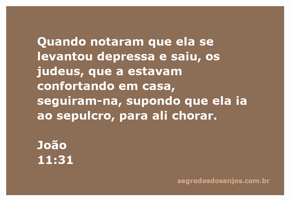 Imagem de Maria saindo rapidamente de casa, enquanto os judeus a seguem, acreditando que ela vai ao sepulcro para chorar.