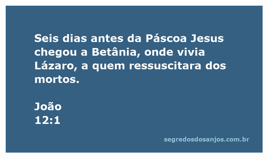 Jesus chegando a Betânia seis dias antes da Páscoa, onde vive Lázaro, que Ele ressuscitou.