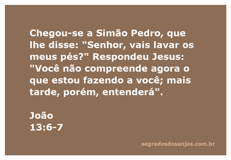 João 13:7 - O que faço agora você não sabe, mais tarde você entenderá -  Bíblia