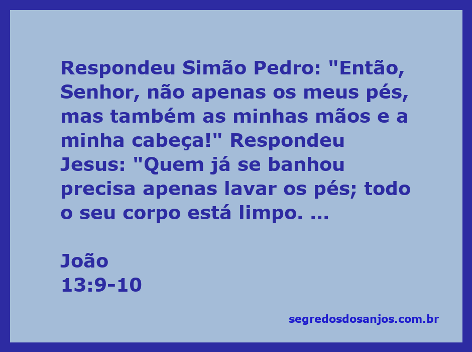 Simão Pedro pedindo a Jesus para lavar não apenas os pés, mas também as mãos e a cabeça, enquanto Jesus explica sobre a limpeza espiritual.