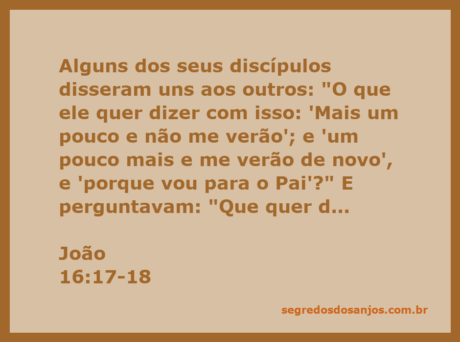 Discípulos de Jesus discutindo sobre suas palavras em João 16:17-18