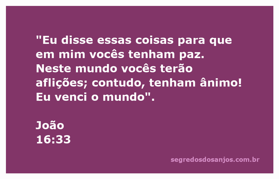 Versículo bíblico de João 16:33 sobre paz e ânimo em tempos de aflição.