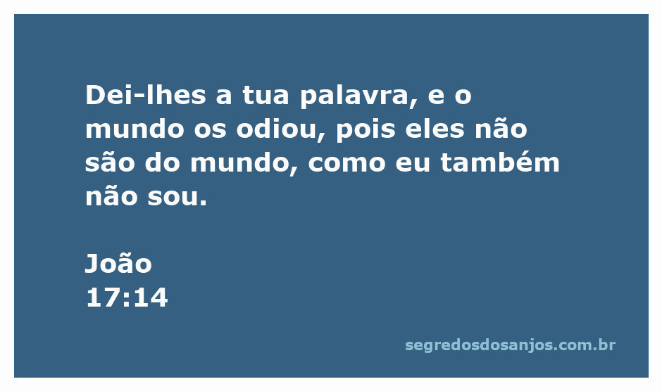 Versículo de João 17:14 que menciona a palavra de Deus e a relação dos seguidores com o mundo