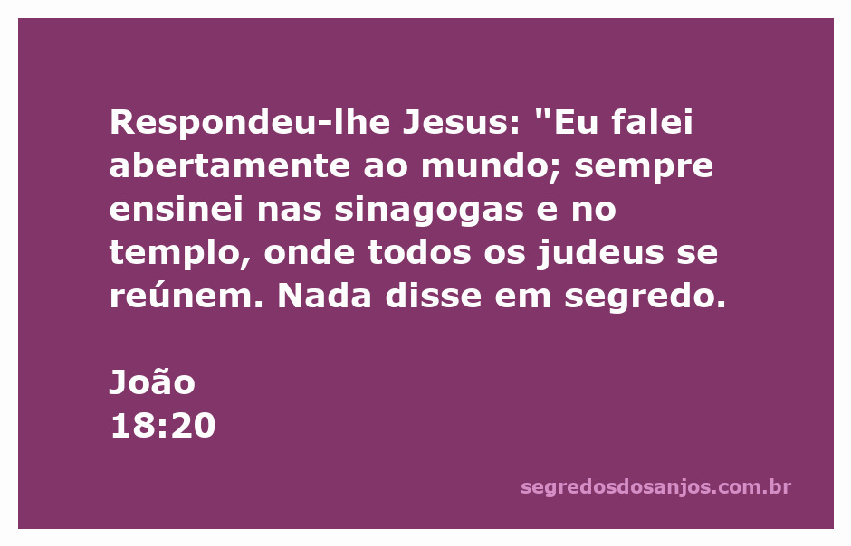 Jesus falando abertamente sobre seu ensinamento nas sinagogas e no templo.