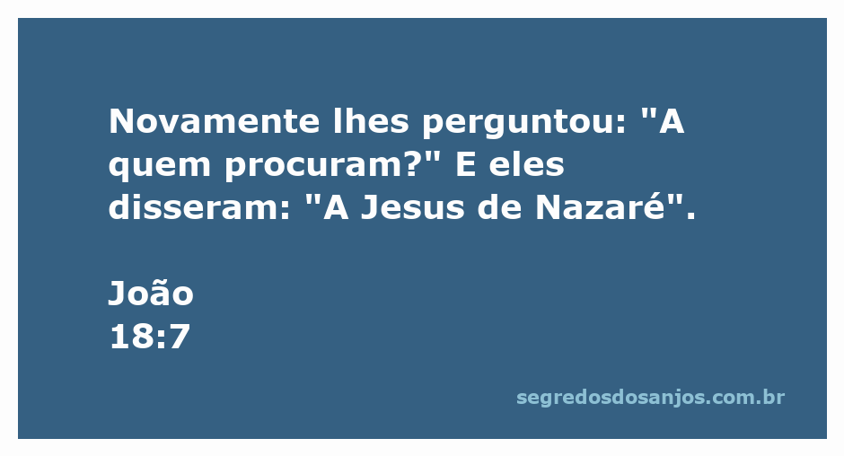 Imagem de Jesus sendo questionado por soldados no momento da sua prisão, conforme descrito em João 18:7.