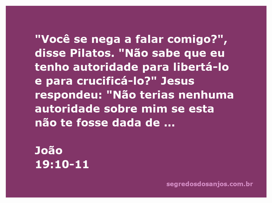 Pilatos questiona Jesus sobre sua autoridade antes da crucificação, destacando a dinâmica de poder entre eles.