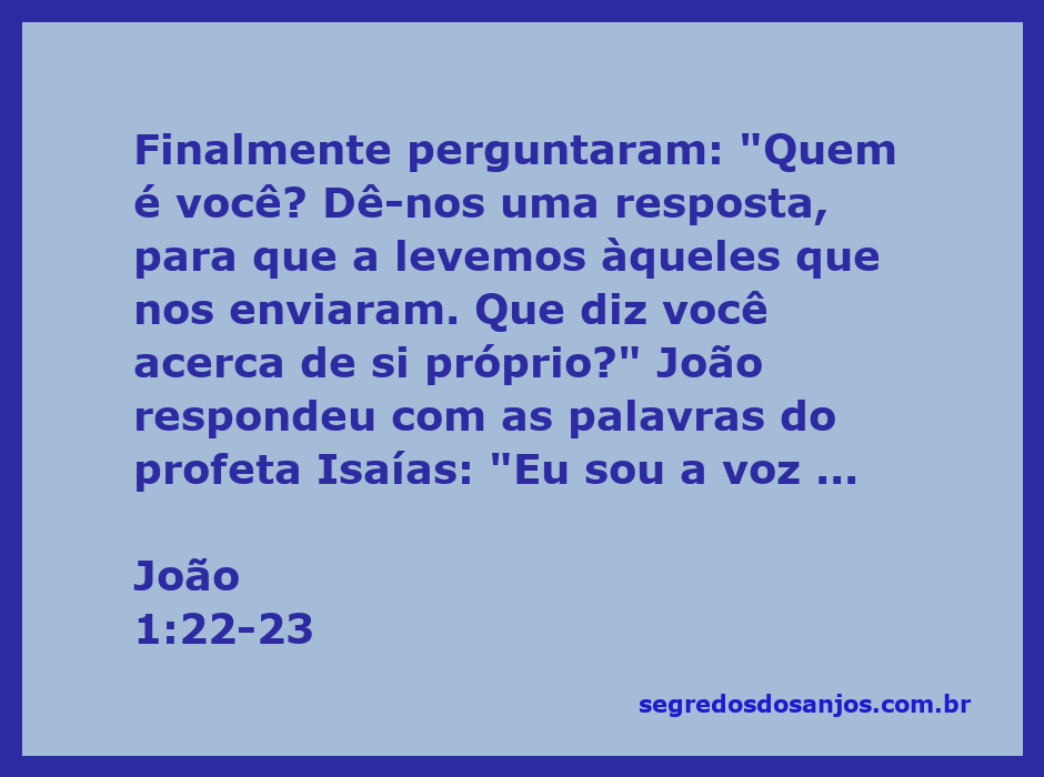 João Batista proclamando a mensagem do Senhor no deserto, conforme descrito em João 1:22-23.