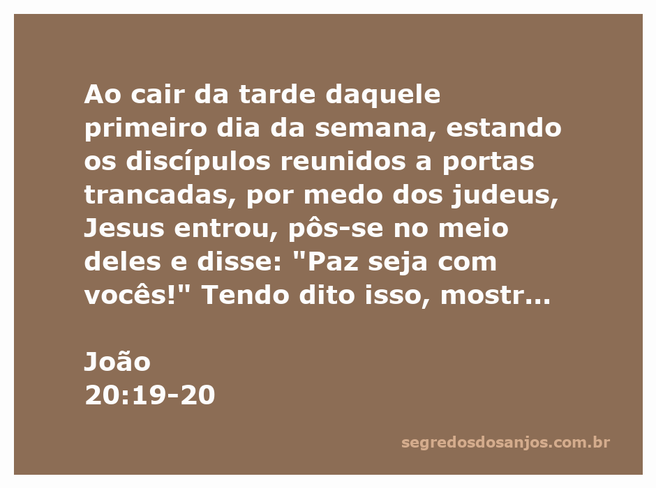 Jesus aparece aos discípulos com as mãos e o lado visíveis, trazendo paz após a ressurreição.