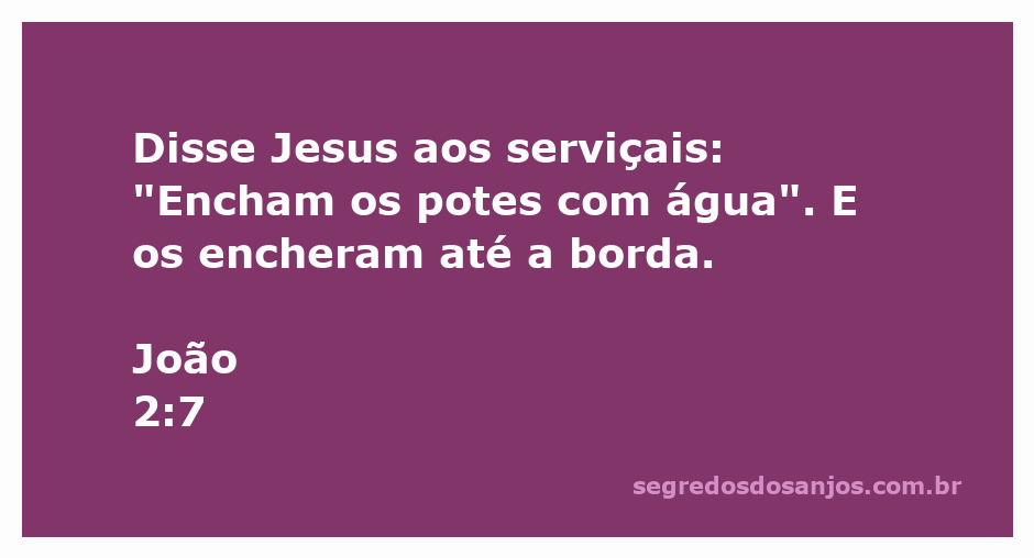 Imagem de potes sendo enchidos com água, representando o milagre de Jesus em Caná.