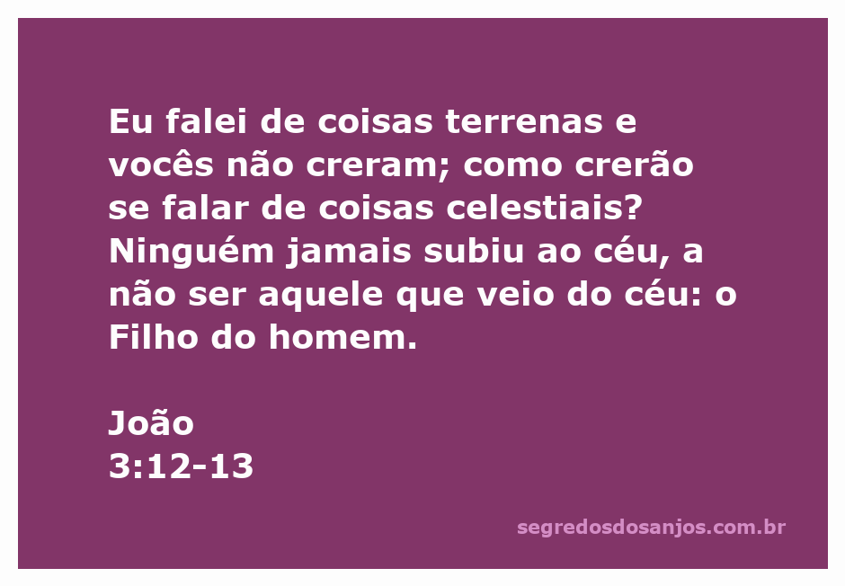 Ilustração do versículo João 3:12-13, destacando a relação entre as coisas terrenas e celestiais.