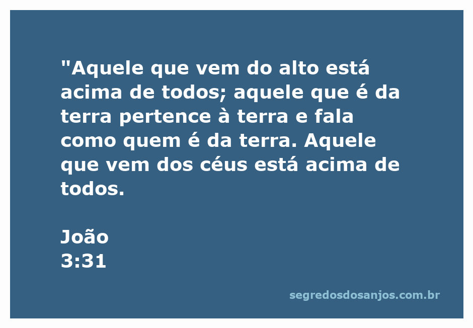 Jesus Cristo, o que vem do alto, acima de todos, contrastando com os que pertencem à terra.