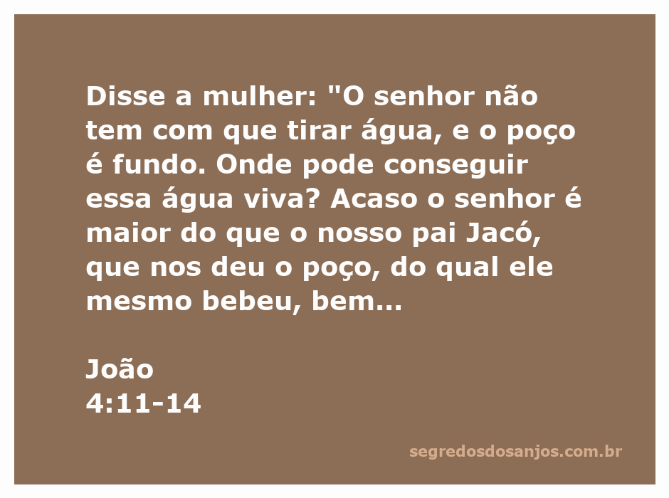 Mulher samaritana questiona Jesus sobre a água viva perto de um poço