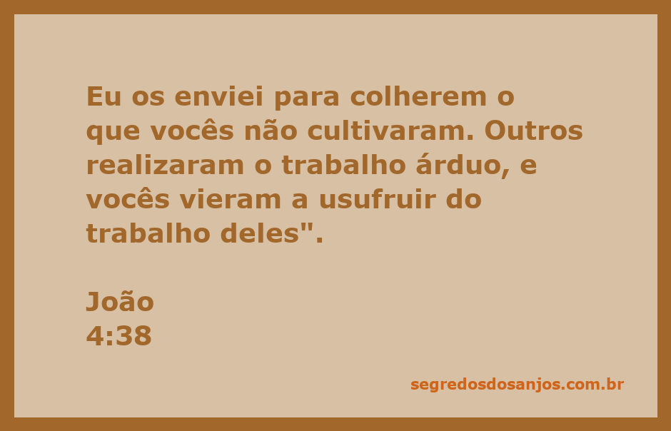 Imagem representativa da colheita espiritual com a citação de João 4:38 sobre o trabalho árduo realizado por outros.