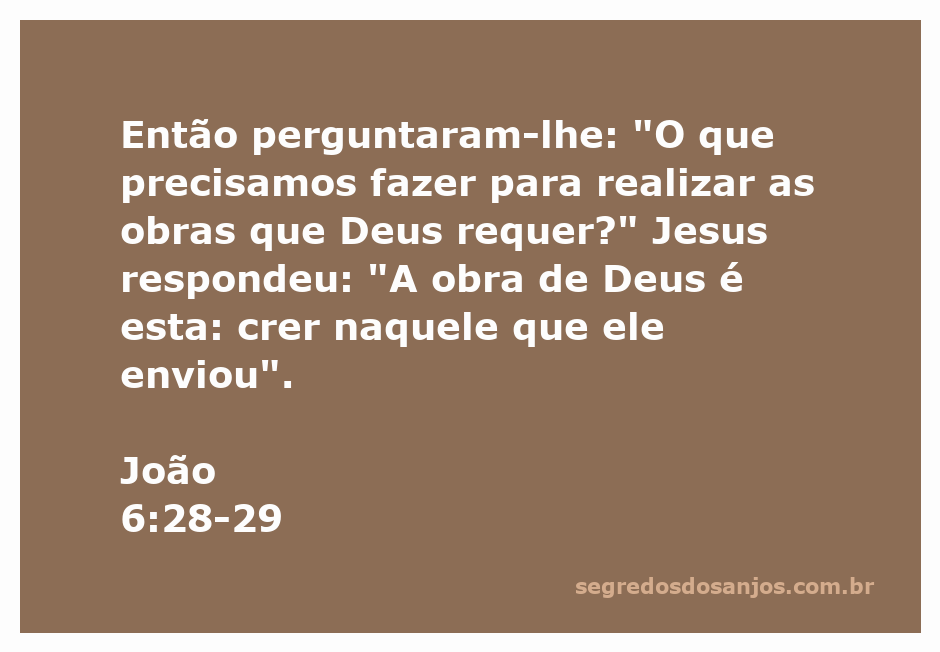 Jesus ensina sobre a obra de Deus em João 6:28-29, destacando a importância da fé.