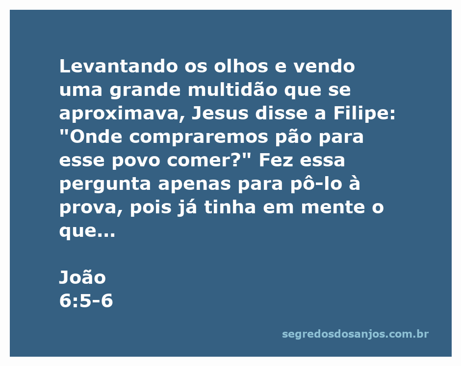 Jesus questiona Filipe sobre onde comprar pão para a multidão que se aproxima.