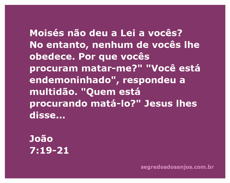 Jesus confronta a multidão sobre a desobediência à Lei de Moisés e fala sobre o milagre que realizou.
