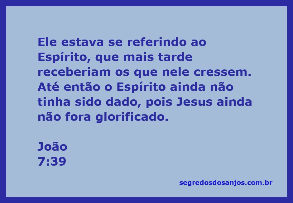 Representação do versículo João 7:39, destacando a referência ao Espírito Santo que seria recebido pelos crentes após a glorificação de Jesus.