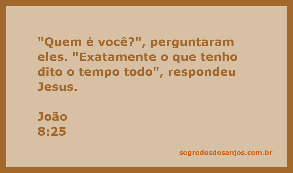 Jesus respondendo a uma pergunta sobre sua identidade na passagem de João 8:25.