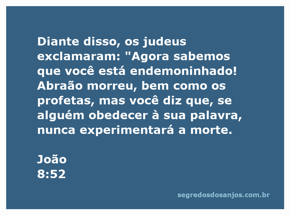 Representação do versículo João 8:52, onde os judeus confrontam Jesus sobre a vida eterna.