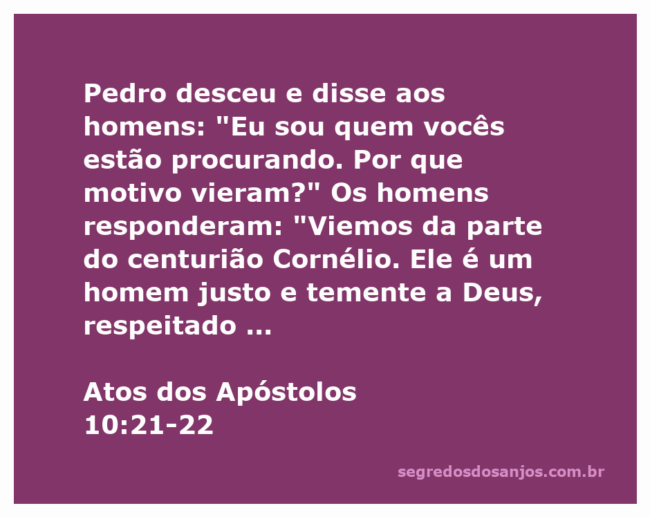 Pedro conversando com os mensageiros do centurião Cornélio, representando a aceitação entre judeus e gentios.