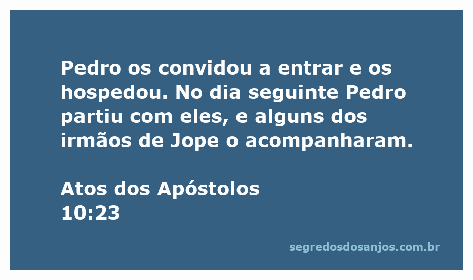 Pedro convidando os mensageiros a entrar em sua casa em Jope.