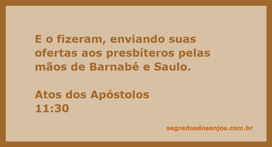 Barnabé e Saulo entregando ofertas aos presbíteros conforme Atos 11:30.