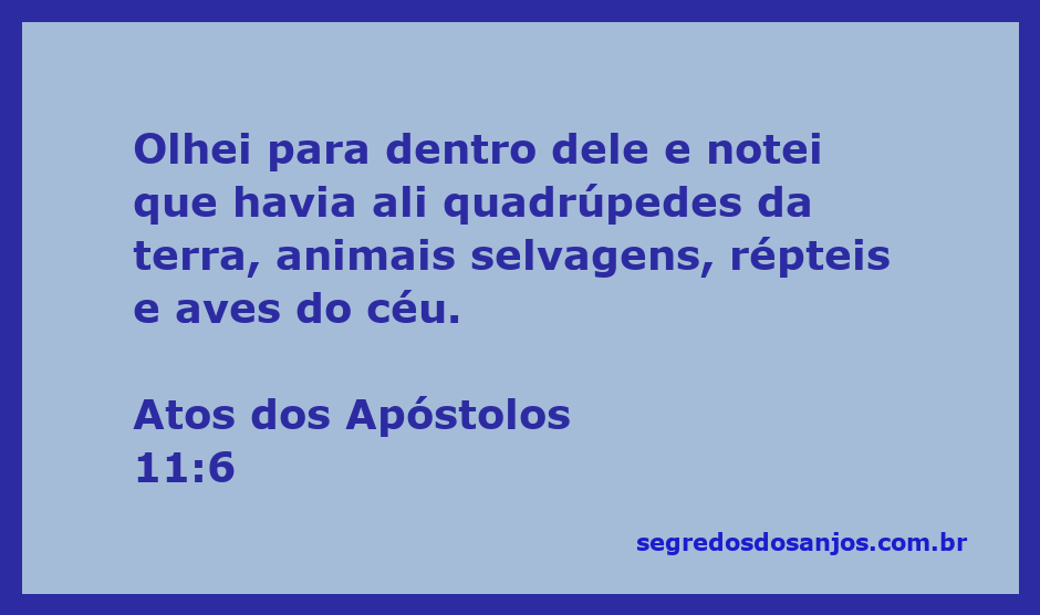 Visão de animais quadrúpedes, selvagens, répteis e aves, representando a passagem de Atos dos Apóstolos 11:6.