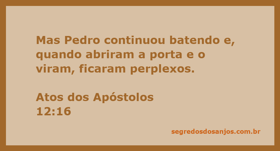 Pedro batendo à porta enquanto os apóstolos o reconhecem, expressando surpresa e perplexidade.