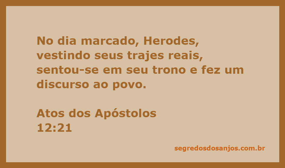 Herodes em seu trono, vestindo trajes reais, discursando para o povo.