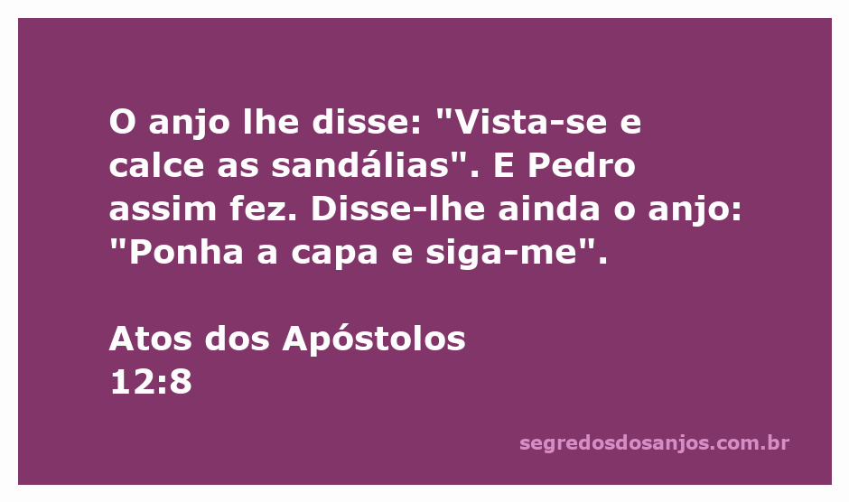O anjo instruindo Pedro a vestir-se e seguir.