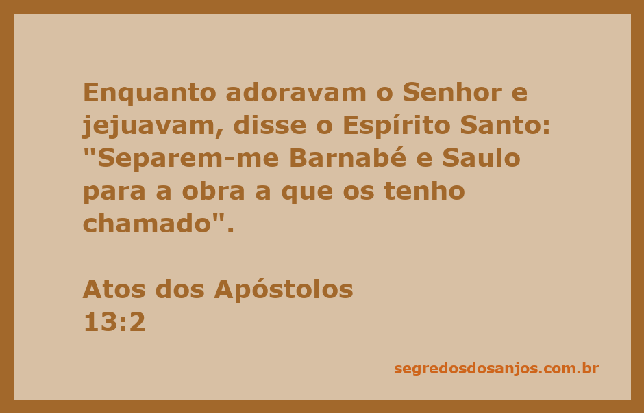Ilustração de Barnabé e Saulo sendo chamados pelo Espírito Santo enquanto adoram e jejuam.