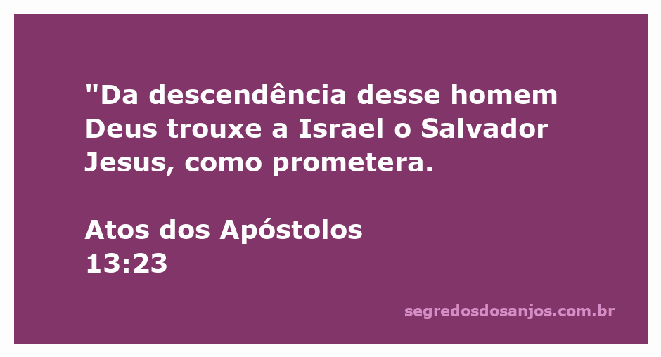 Ilustração da passagem Atos 13:23, destacando a promessa de Deus sobre a vinda do Salvador Jesus a partir da descendência de um homem.