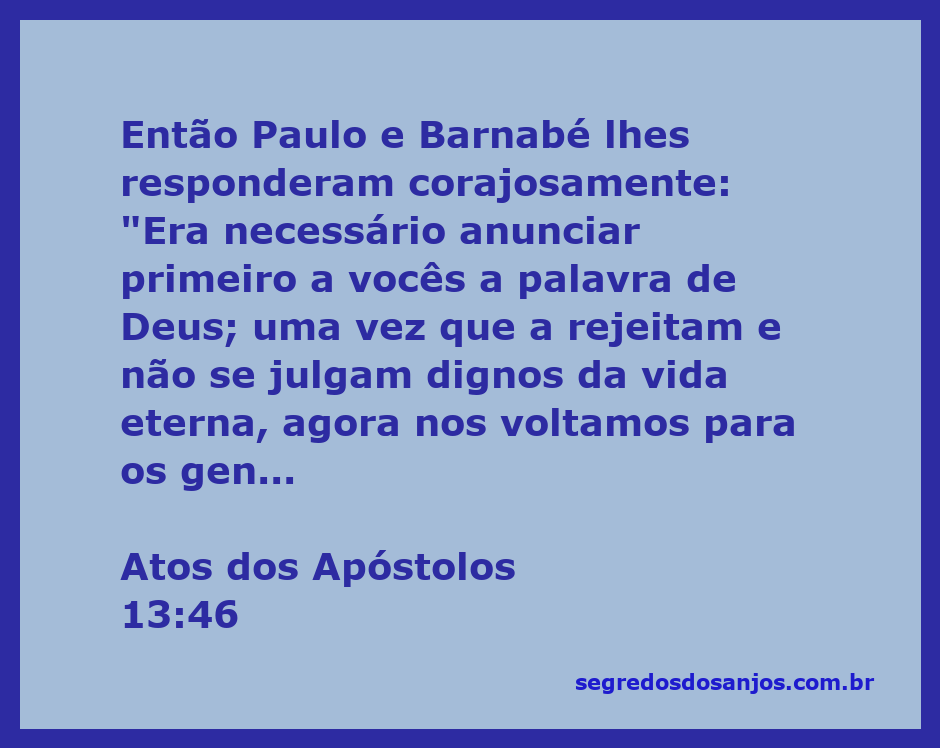 Paulo e Barnabé proclamando a palavra de Deus aos gentios em Atos 13:46