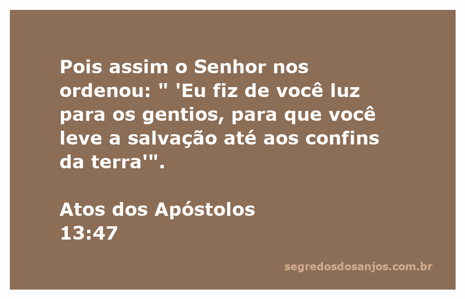 Imagem representativa de Atos 13:47, destacando a luz e a salvação para os gentios.