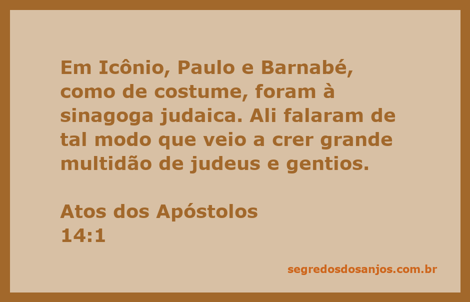 Paulo e Barnabé pregando na sinagoga em Icônio, com uma multidão atenta ao redor.