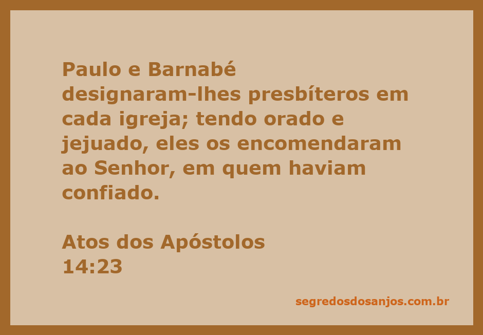 Paulo e Barnabé designando presbíteros em uma igreja, representando fé e liderança espiritual.