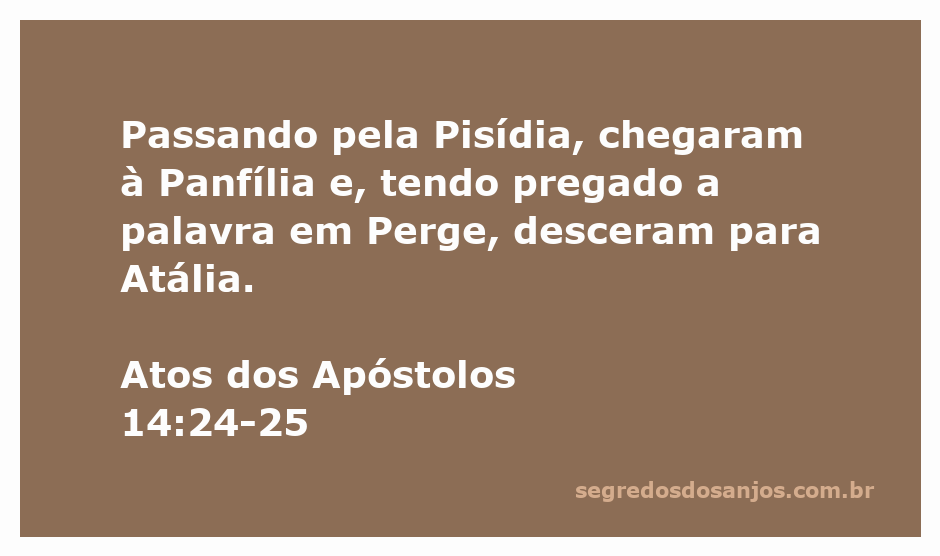 Mapa mostrando a rota dos apóstolos passando pela Pisídia até Atália, incluindo Perge.