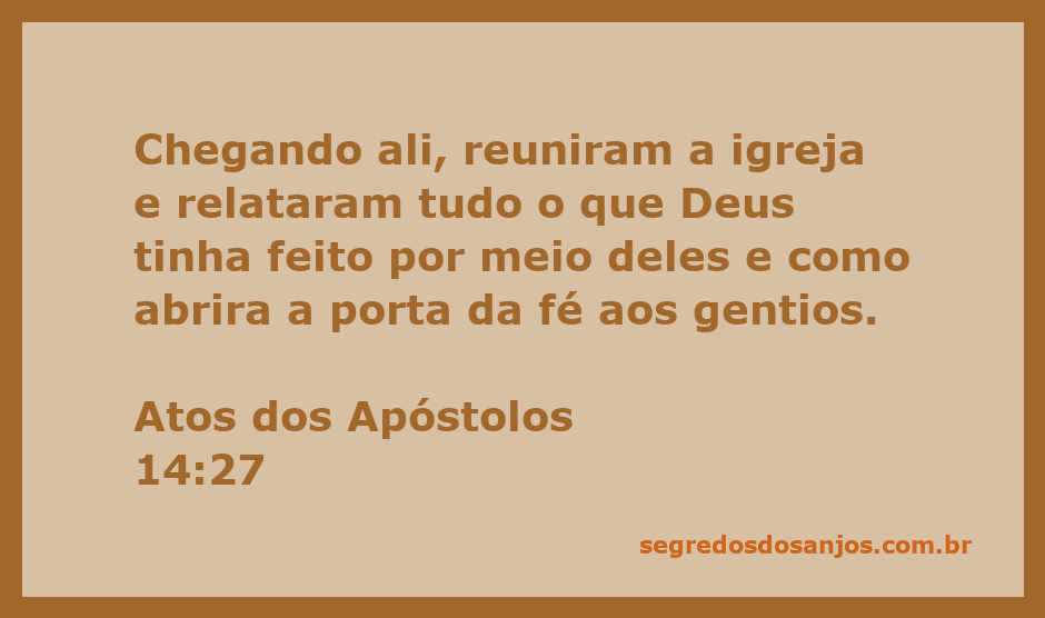 Reunião da igreja discutindo o relato das obras de Deus em Atos 14:27.