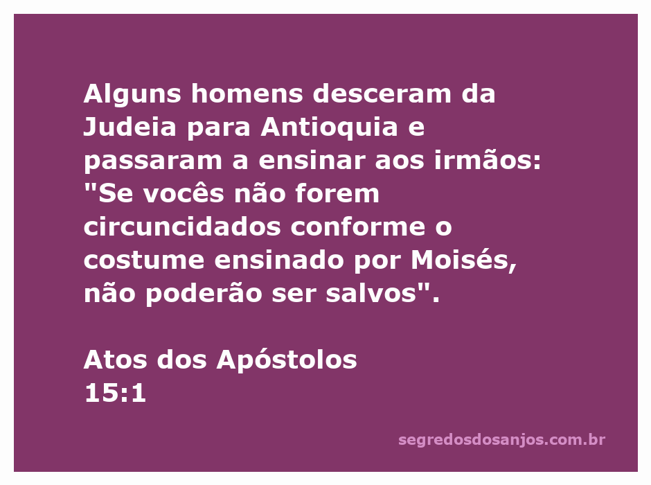 Imagem representativa do versículo Atos 15:1, mostrando a discussão sobre circuncisão e salvação entre os apóstolos.