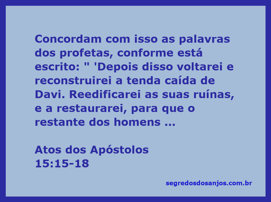 Representação artística da reconstrução da tenda de Davi, simbolizando a restauração e busca pelo Senhor.