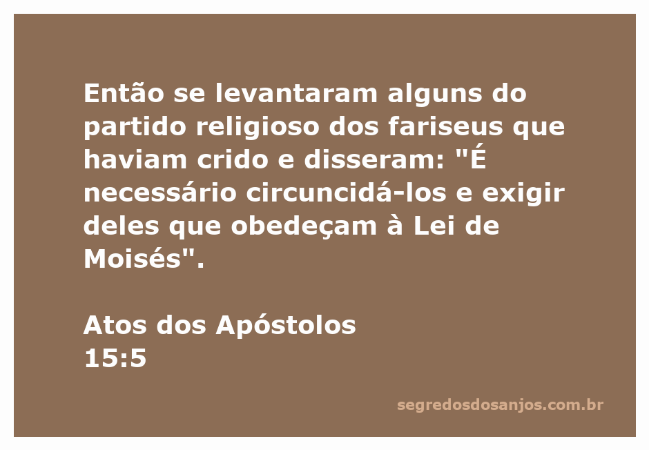 Reunião dos apóstolos discutindo a necessidade da circuncisão e da obediência à Lei de Moisés conforme descrito em Atos 15:5.