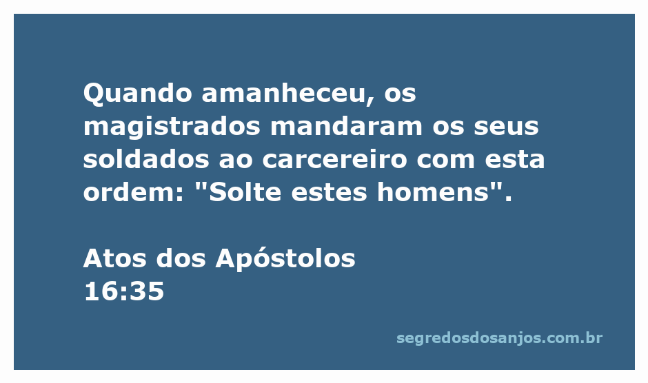 Imagem representando o momento em que os magistrados ordenam a libertação dos apóstolos na prisão.