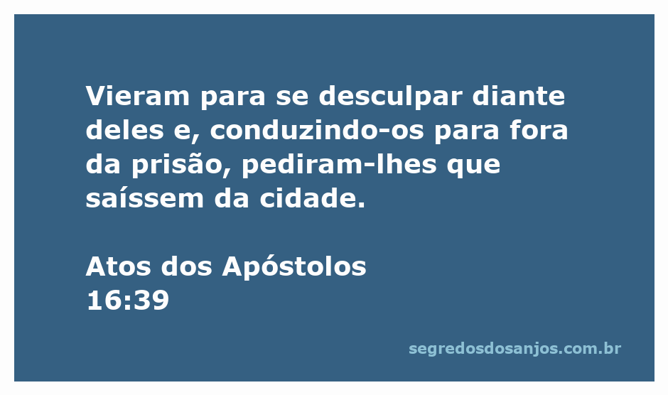 Representação da libertação de Paulo e Silas da prisão em Atos 16:39.