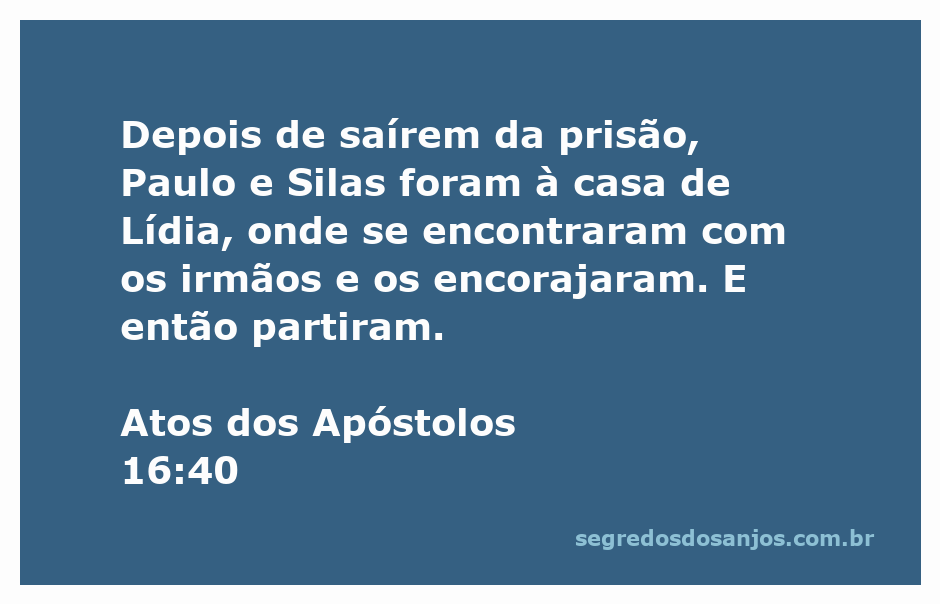 Paulo e Silas visitando a casa de Lídia após serem libertados da prisão.