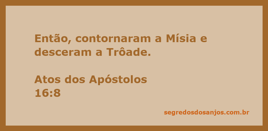 Mapa ilustrativo mostrando a rota dos apóstolos contornando a Mísia e descendo a Trôade, conforme Atos 16:8.